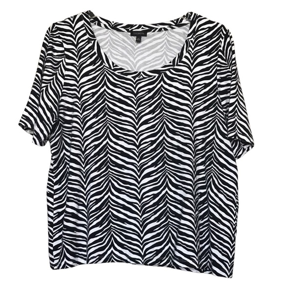 Talbots Tops - Talbots black & white round neck short sleeve XL 96% rayon & 4% spandex …